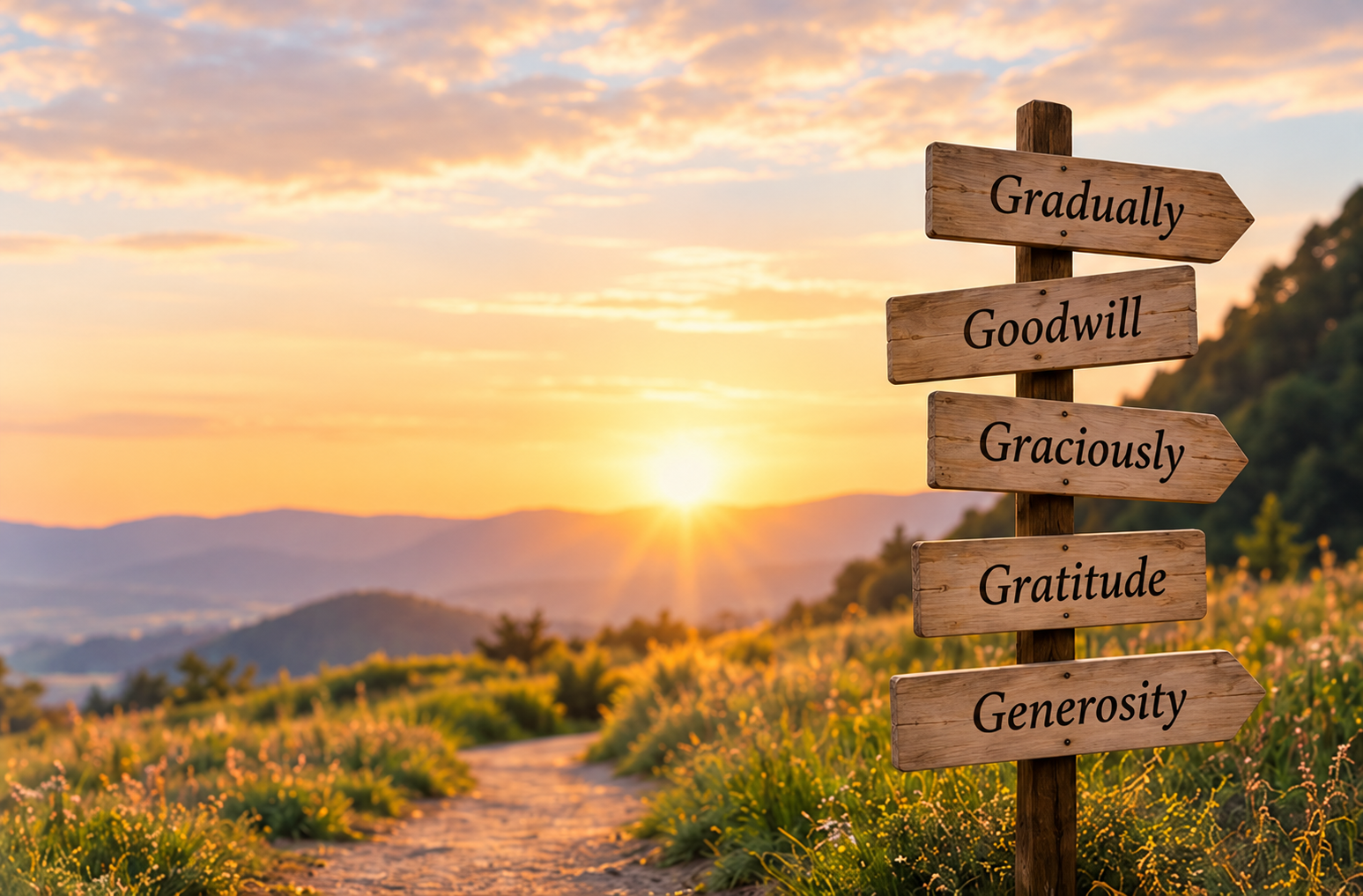 Golden Guidepost at Sunset